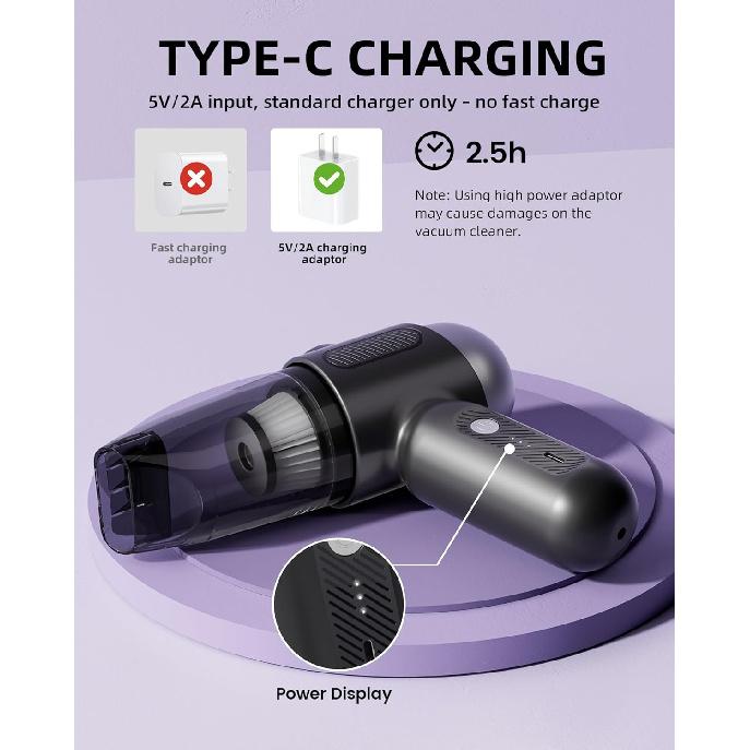 2025 Upgraded Mini Car Vacuum with 12000Pa, Portable 4-in-1 Blowing and Suction Function, Mini Vacuum Cleaner Air Duster Suitable for Quick Cleaning