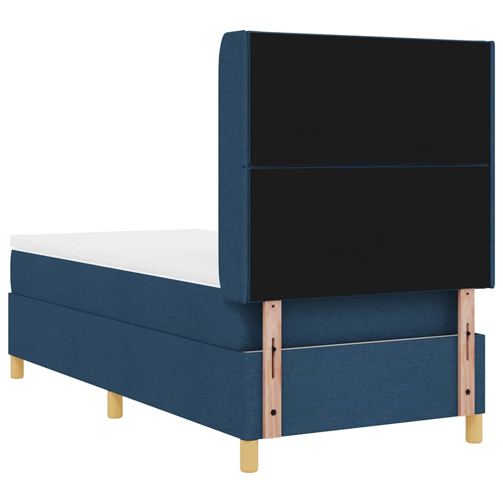 Boxspring Bed with Headboard Blue 90 x 200 cm Fabric