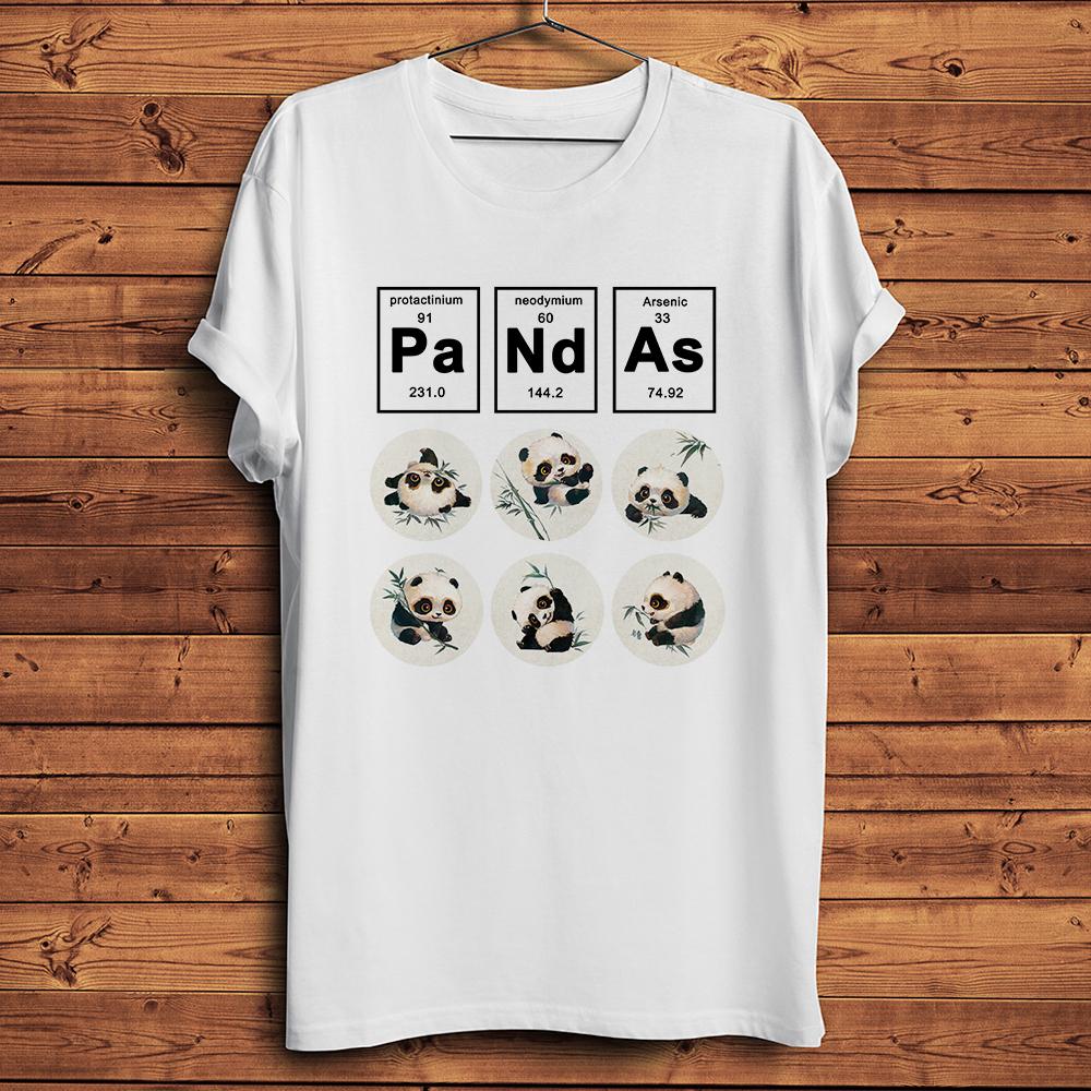 EleUnisexts Periodic Table StyleCute Panda Funny T Shirt UnisexWhite Casual TshirtShort Sleeve StreetwearUnisex Geek Teenocrack
