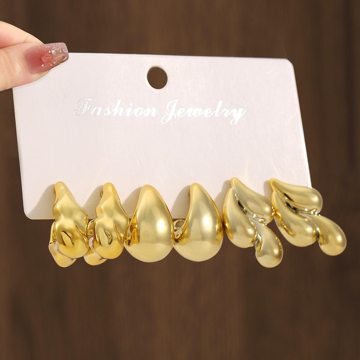 New resin earrings set, European and American ins style creative personalized geometric twist combination earrings