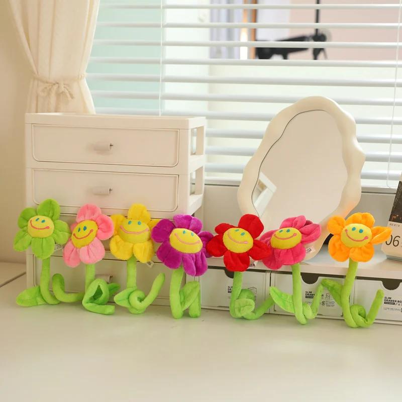Curtain Accessories Home Decoration Cute Smile Cartoon Sunflower Rose Plush Toys Christmas Valentine's Day Gift