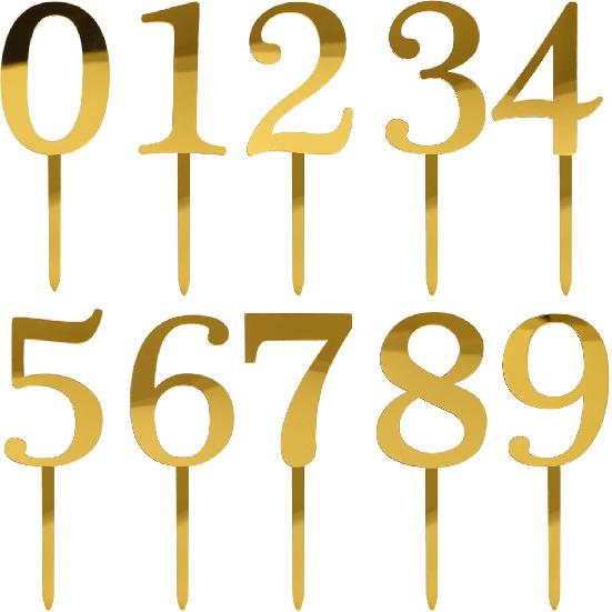 0-9 Number For Cake Topper, Shiny Acrylic Number Cake Toppers Cake Decorations Birthday Party Cake Topper for Birthday Party Wedding Anniversary Style 1