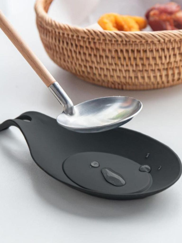 1 Stück-Silikon Löffelablage Pad Lebensmittelqualität Kieselgel Löffel Hitzebeständig Untersetzer Gerät Küchenutensilien Küchengeschirr