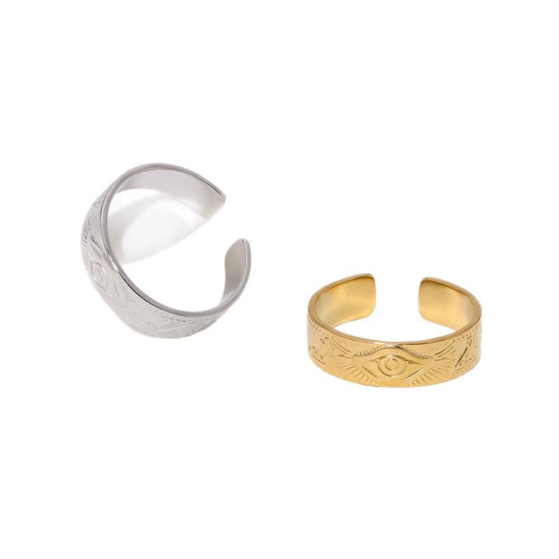 18K Gold-Plated Stainless Steel Open Ring: European & American Devil's Eye Design for Women