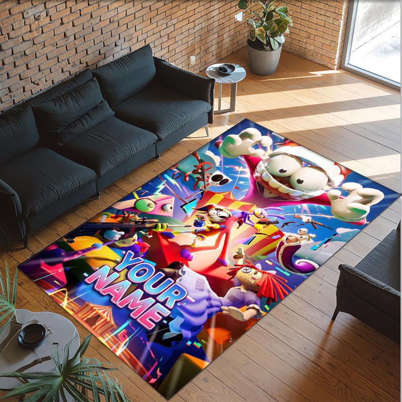Personalized Crystal Velvet Carpet Custom Name Text,The Amazing Digital Circus Anti Slip Area Rug For Home Decoration