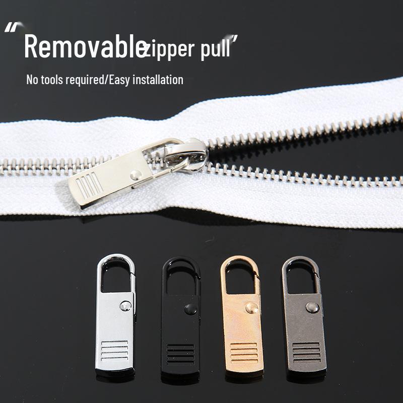 Tool-Free Removable Zipper Puller for Luggage, Bags, Jackets, Clothes, Shoes & Boots with Metal Pendant Tab