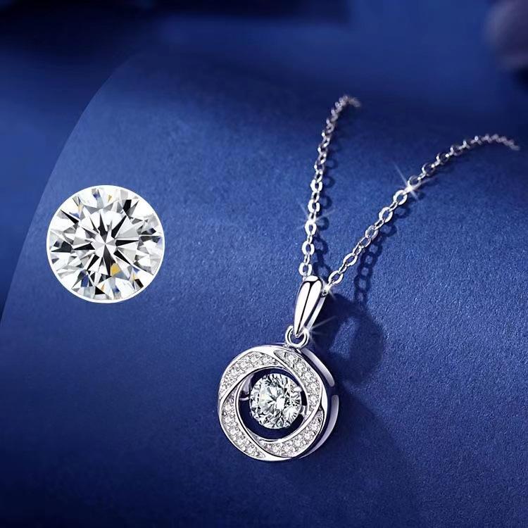 S999 Silver Beating Heart Necklace Women's Light Luxury Niche