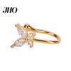 Letter Nose Ring Piercing Clip Eye-catching U Shape Copper Cubic Zirconia Multi-style Shiny Ear Cuffs Stud for Daily Wear Women