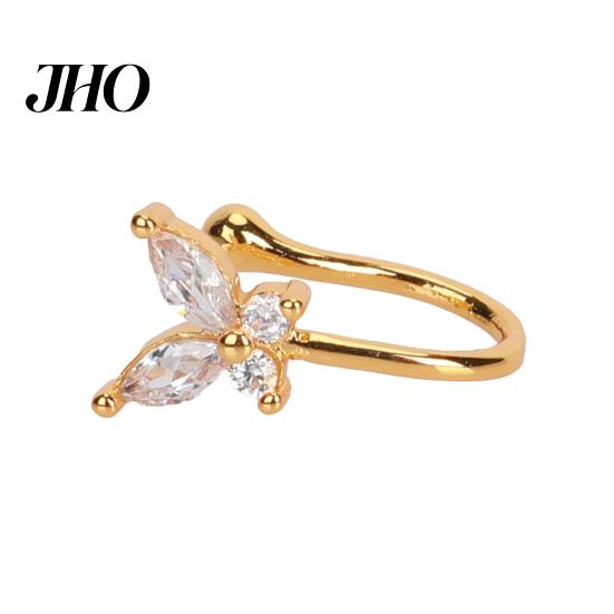 Letter Nose Ring Piercing Clip Eye-catching U Shape Copper Cubic Zirconia Multi-style Shiny Ear Cuffs Stud for Daily Wear Women