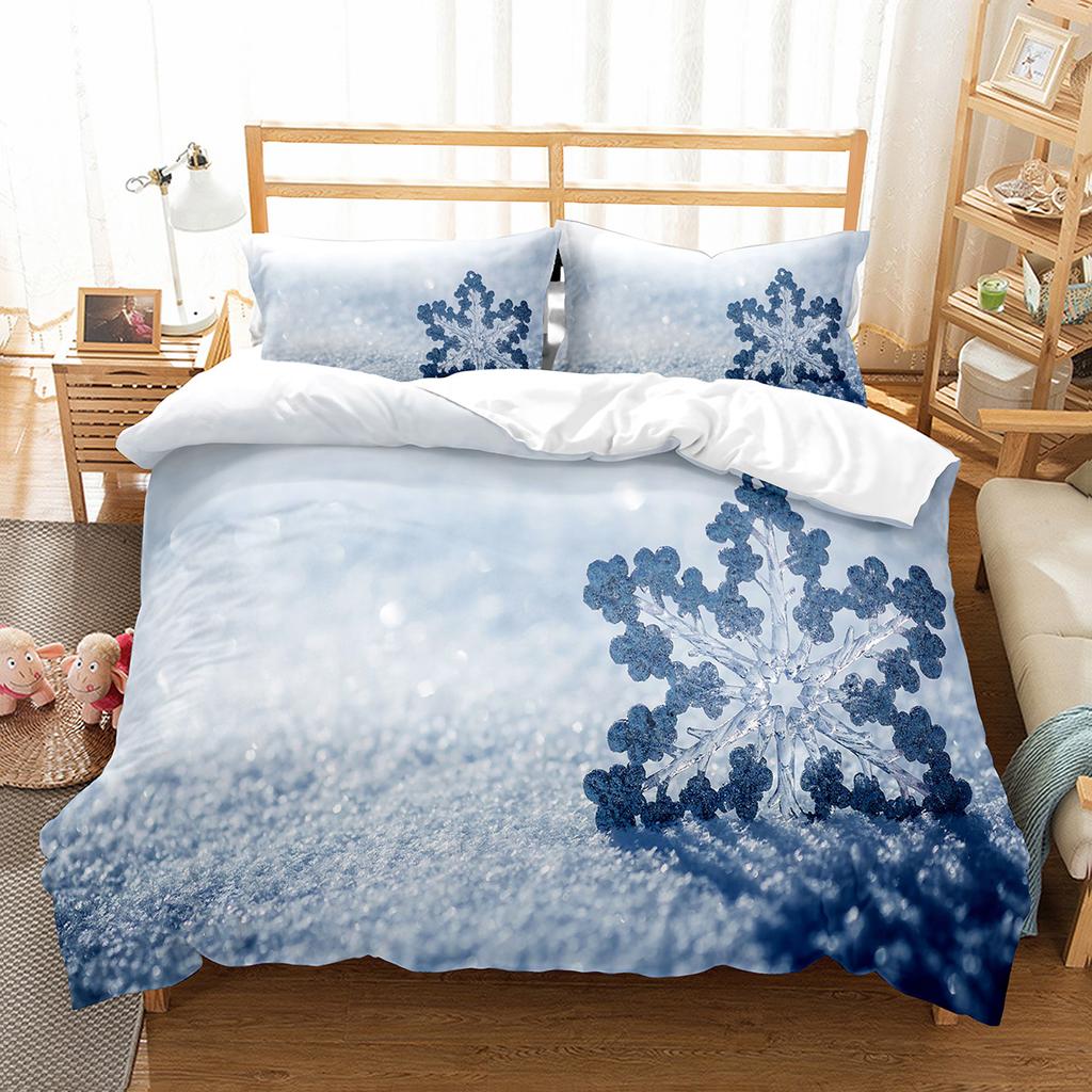 Sada povlaku na přikrývku Snowflake Zimní téma Polyesterový povlak na přikrývku Velikost Twin Full Pro Děti Dospívající Dospělé Dekorace do ložnice Ložní souprava