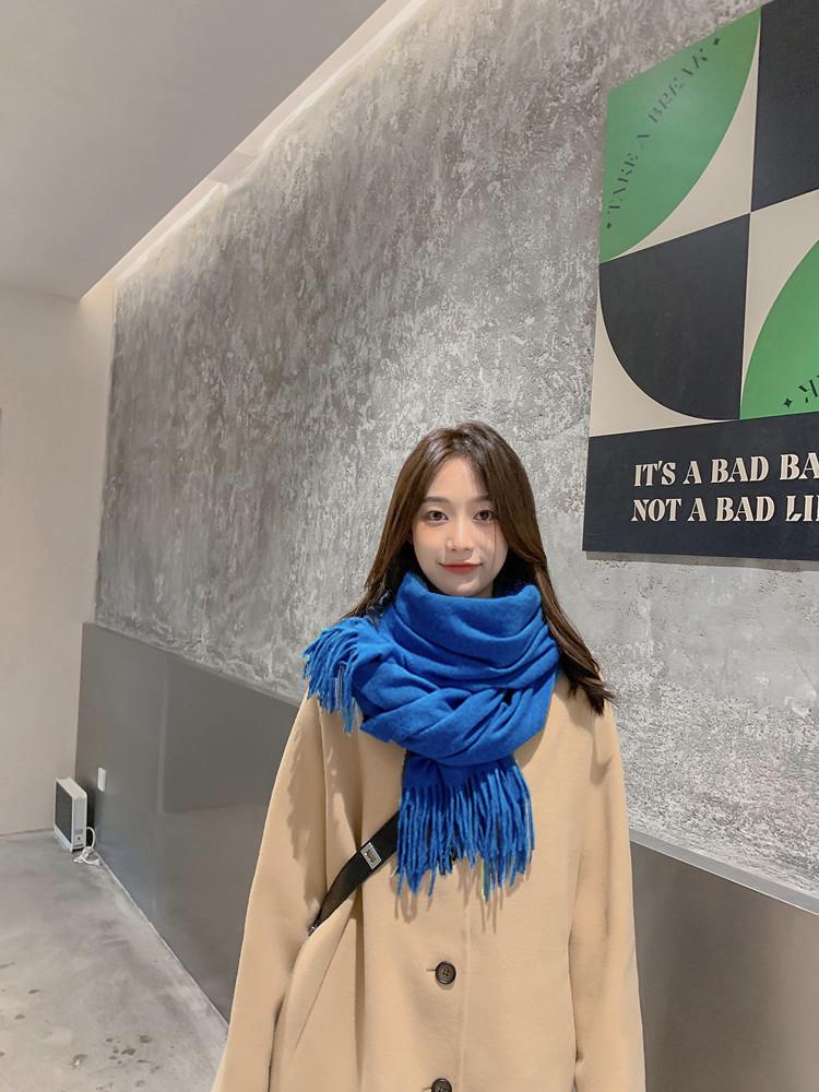 White Cashmere Scarf: Thickened, Solid Color, Versatile for Women & Men, Perfect for Autumn & Winter