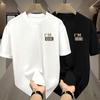 Eine Nummer größer bestellen Schwarze Eis-Seide Hongkong-Stil Unisex Sommer-T-Shirts - Vielseitige, trendige, kurzärmlige Oberteile für Paare