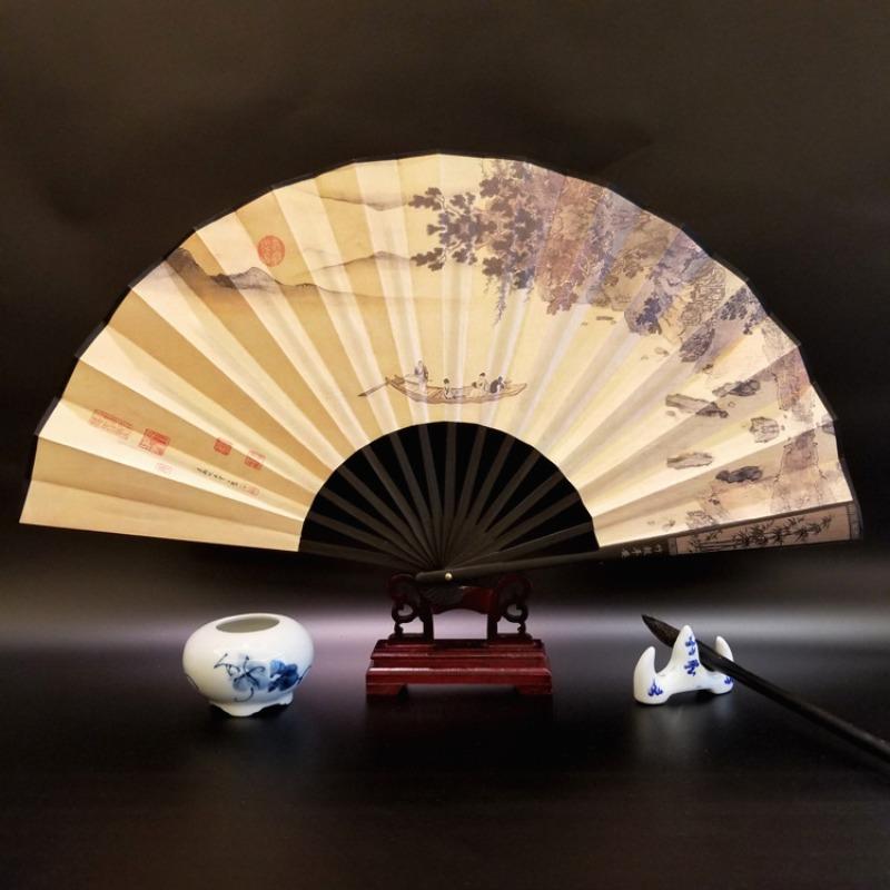 10inch Chinese Style Silk Fan Folding Fan Wedding Fan Art Gifts Dance Hand Vintage Bamboo Folding Home Decorative