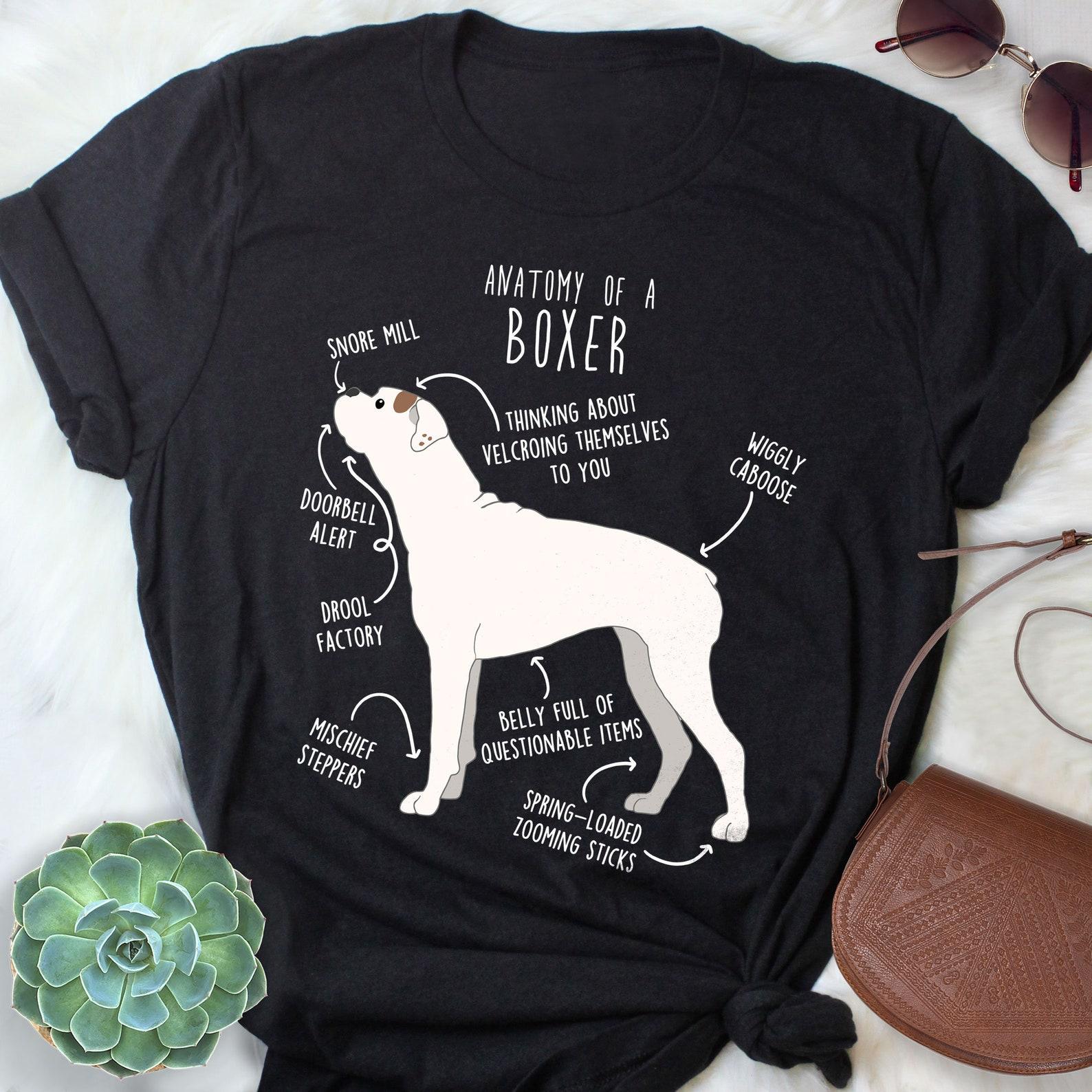 White Check Boxer Dog Shirt, , , Funny Dog Lover Gift, White Boxer Mom, Boxer Dad, Cute Dog T-shirt, Pet Tee, Animal Lover 100