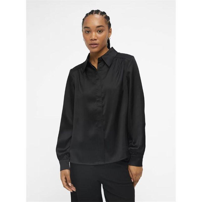 

German Obj Original Single Woven Chiffon Spring & Fall Long Sleeves Black Professional Loose Women s Polo Long Sleeves Shirt Black 36
