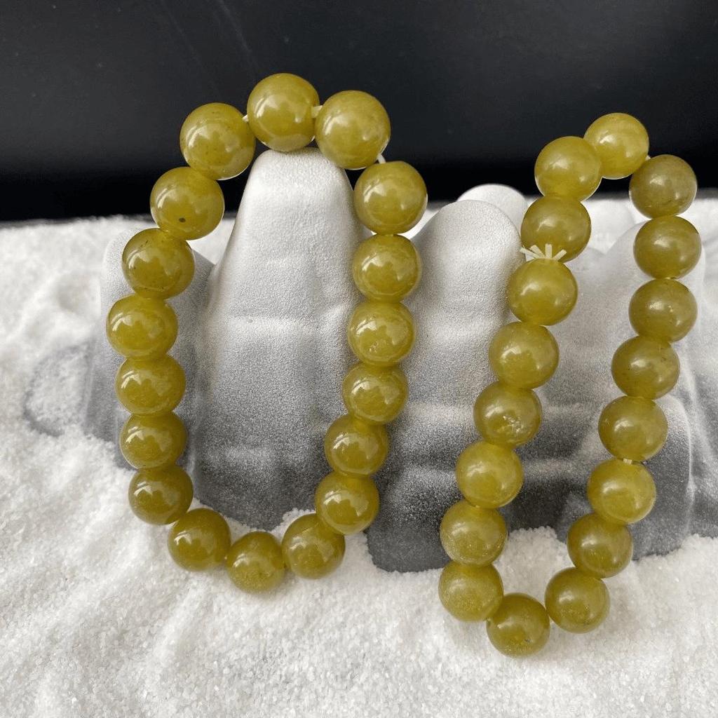 Liaoning Avocado Jade Mala Bracelet Necklace Set