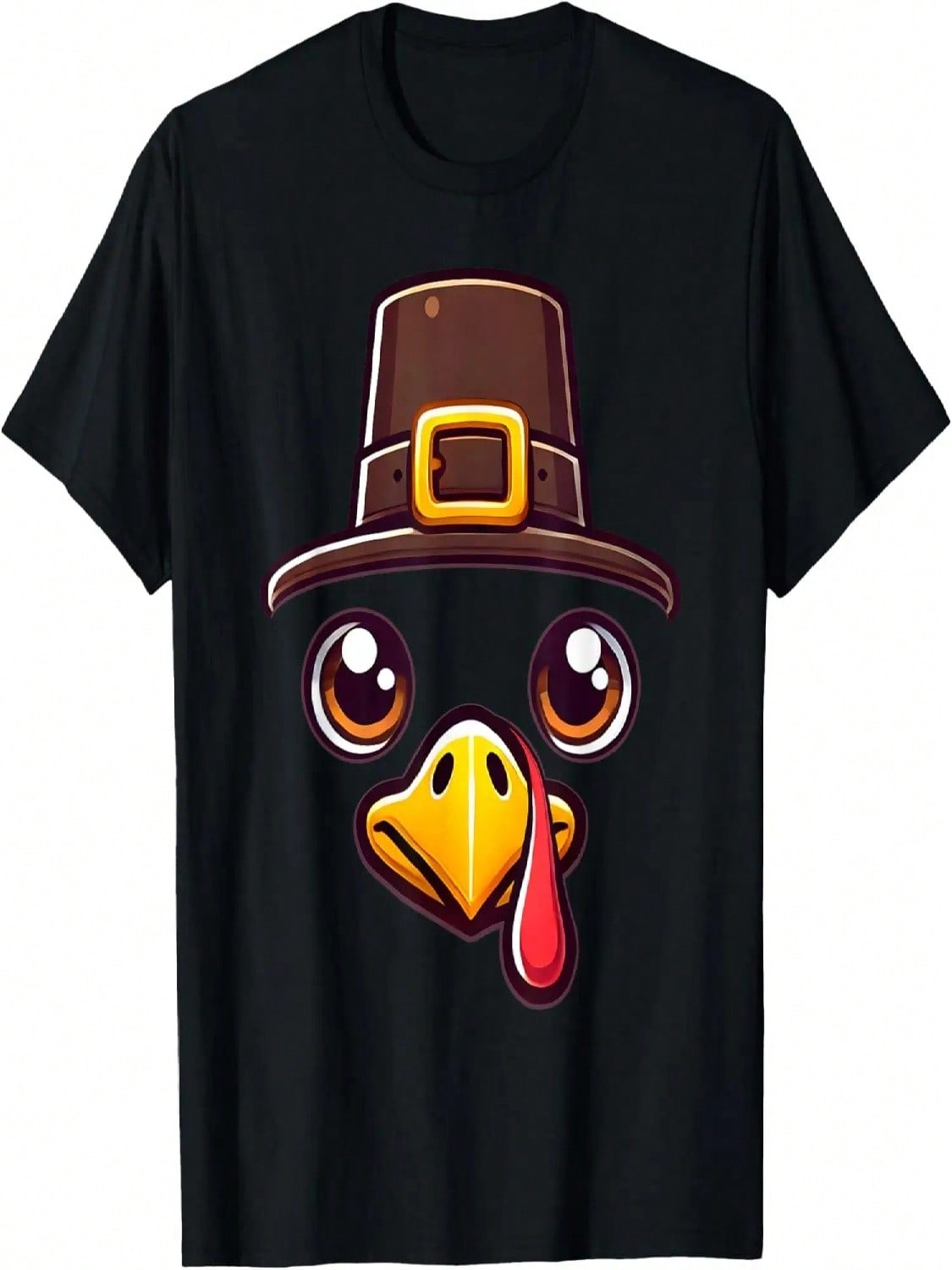Turkey Face Pilgrim Thanksgiving T-Shirt S