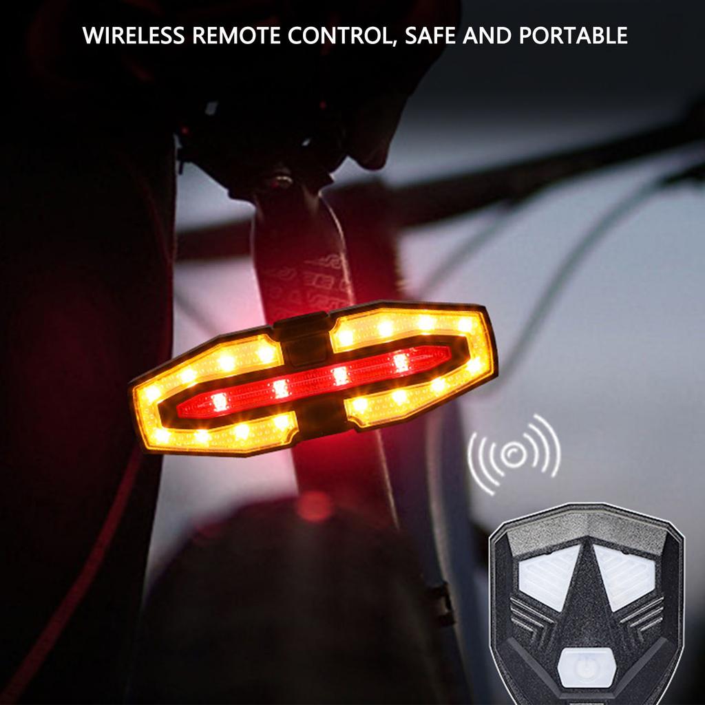 Rear Bicycle Light Solar Powered USB Charging Bike Tail Light with Remote Control for Night Riding Black