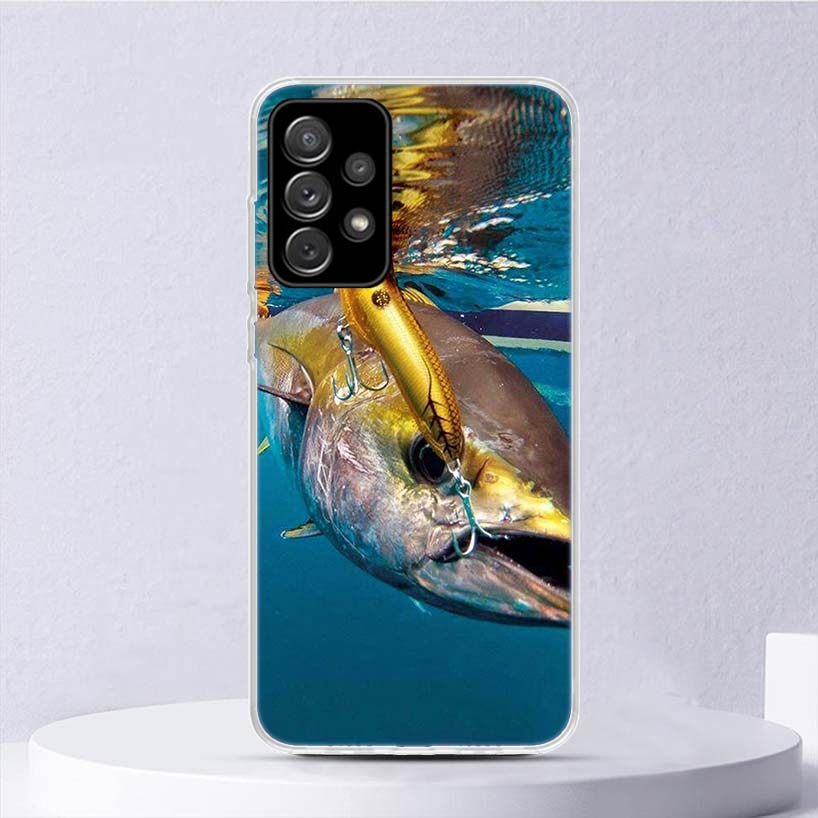 Carp Fish Fishing Rod Hook Soft Case For Samsung Galaxy A16 A15 A14 A13 A56 A55 A54 A53 Phone Cover A36 A35 A34 A33 A26 A25 A24