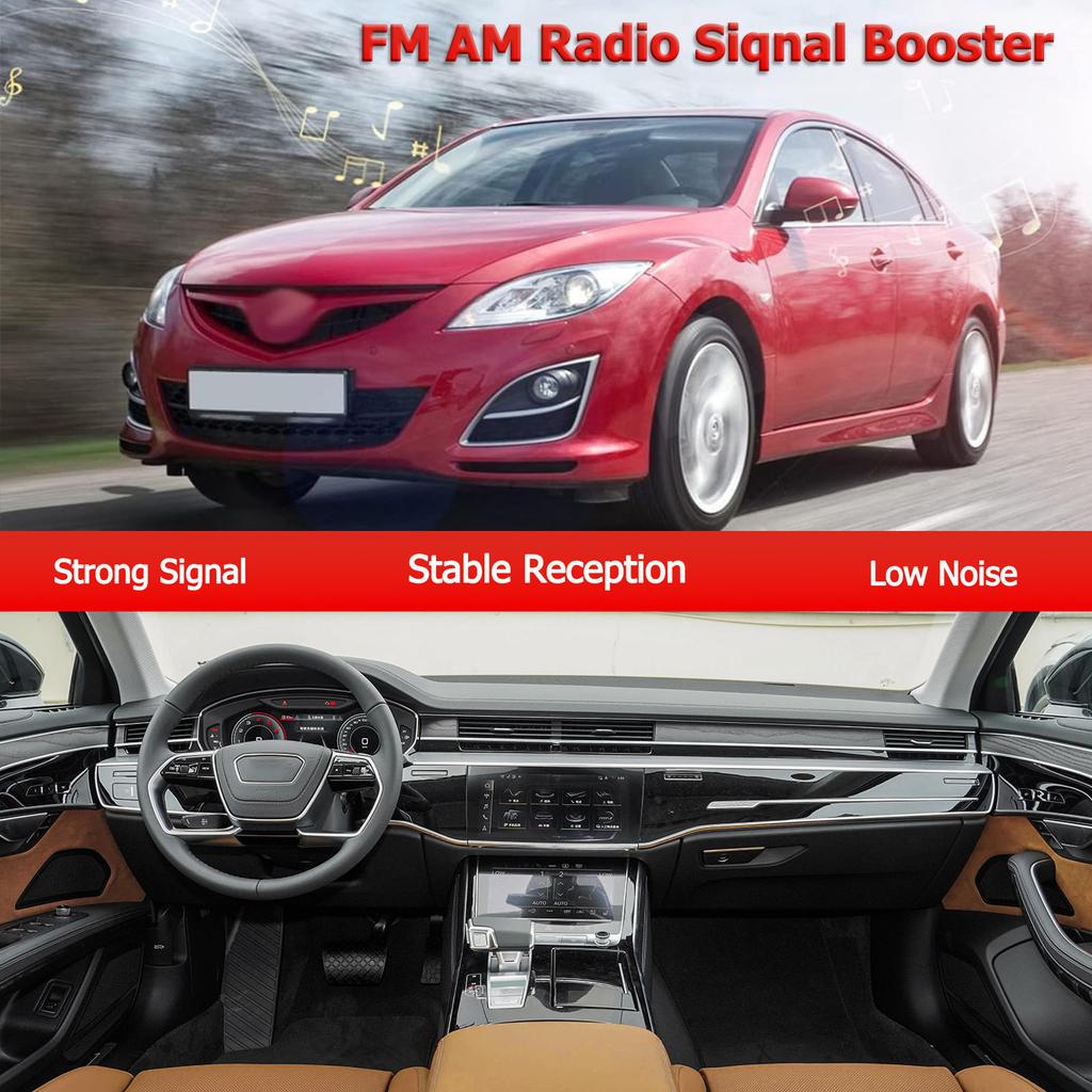 Universell Praktisk FM Signalforsterker Anti-interferens Bilantenne Radio FM Boosterforsterker Bildeler For 12V Bilradio