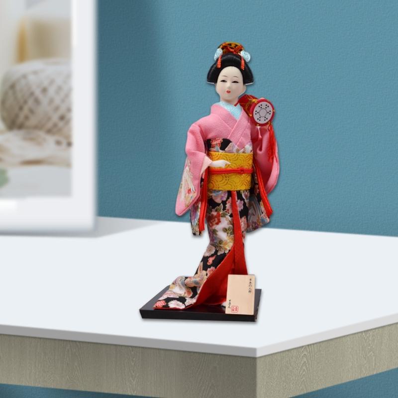 Ornamento de Brinquedo Kimono Japonês de 12 Polegadas para Decoração de Restaurante e Casa com Design Elegante Opcional