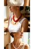 Bohemian Geometric Beaded Necklace with Detachable Heart Pendant for Women