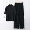 Nuovo Set Stagionale in Modal con Scollo Alto, Manica Media e Pantaloni a Gamba Larga - Moda Due Pezzi Larga, Casual e Comoda