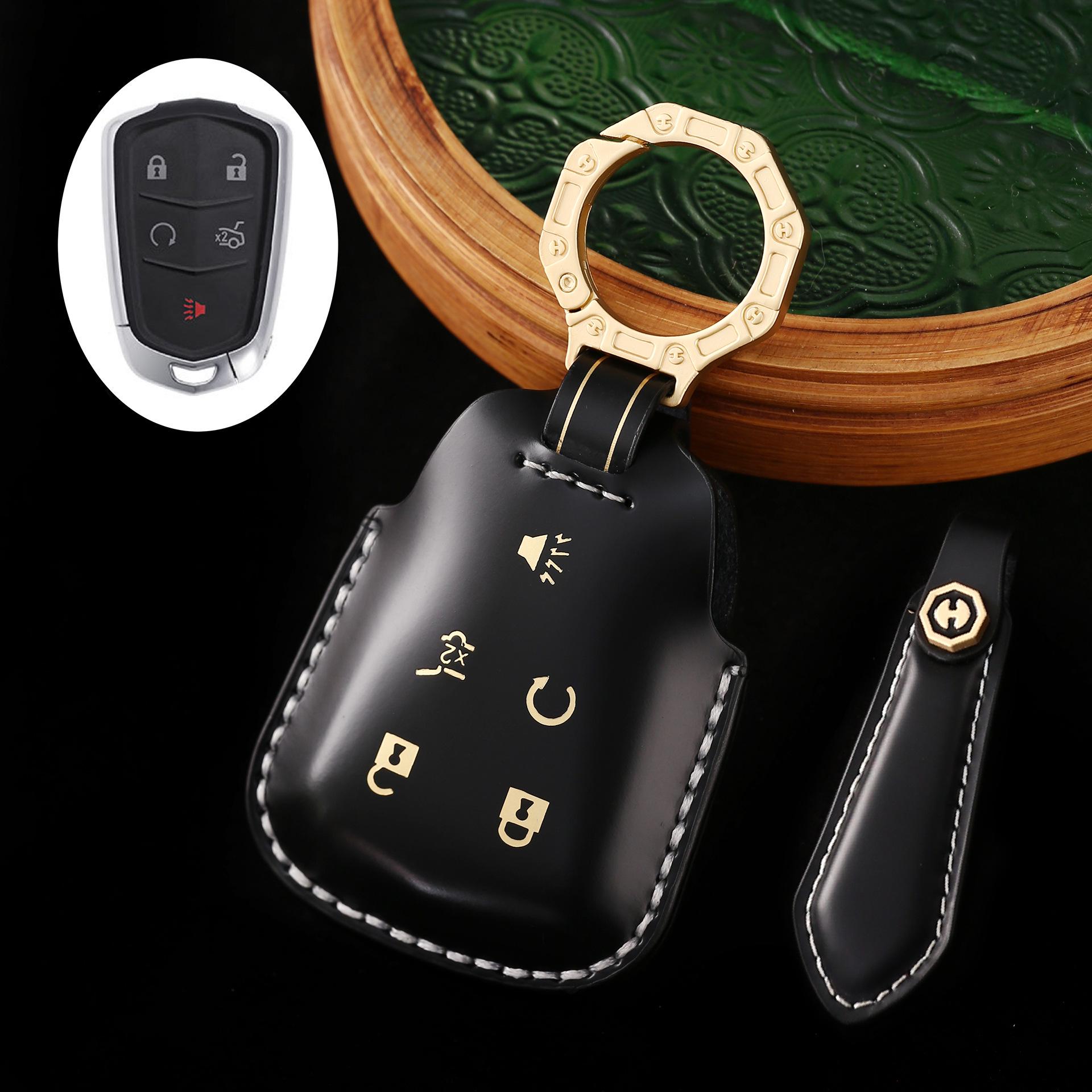 

Премиальный кожаный чехол для ключа автомобиля для Cadillac ATSL, XTS и XT5 - Подарочный набор высокого класса