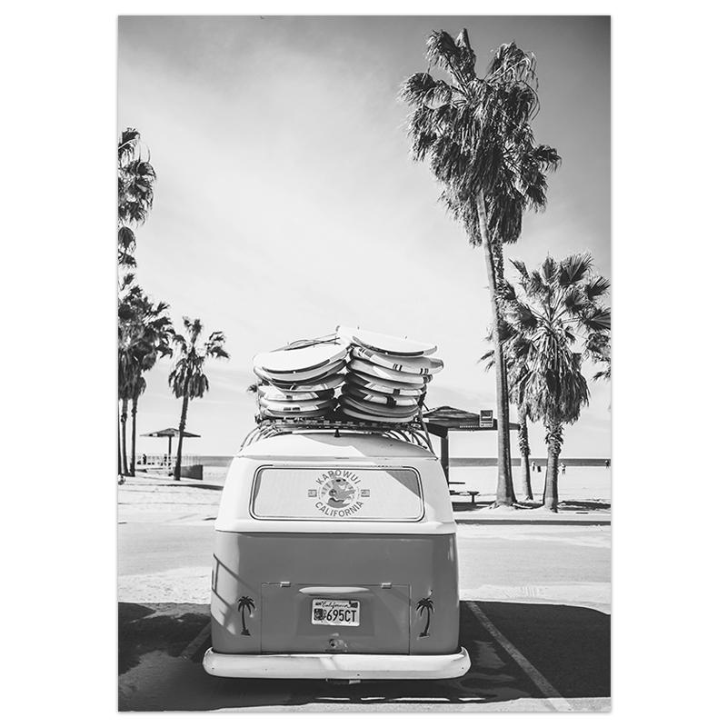 

Черно-белый стиль, настенное искусство, пляжный серфинг, постер с пальмами, холст, живопись, современные картины, декор для гостиной, украшение дома 21x30cm No Framed