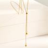 Korean Stainless Steel Y-Shaped Long Tassel Pendant Necklace for Women Simple Metal Ball Adjustable Sweater Chain Jewelry Gift