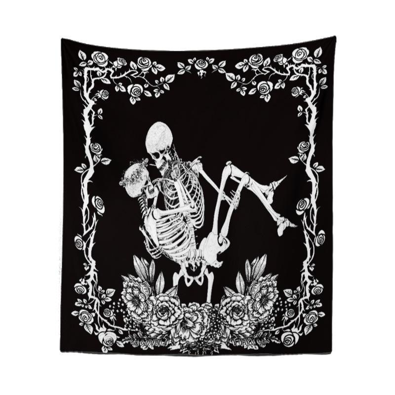 Bedroom Living Room Tapestry Horror Skull Tapestry Halloween Black and White Ghost Tapestry Tapestry Home Decor