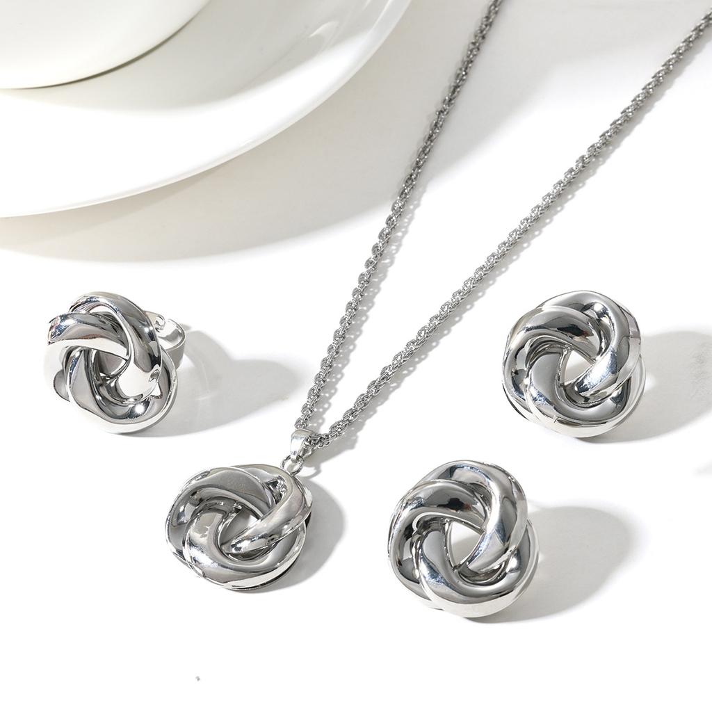 Twist ring hollow necklace, earrings and ring set, elegant and versatile temperament, suitable for daily use