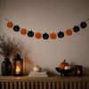 Decorative Garland - SIROCO - 3 M - 8 Pumpkins 17 Cm - Orange and Black - Reusable