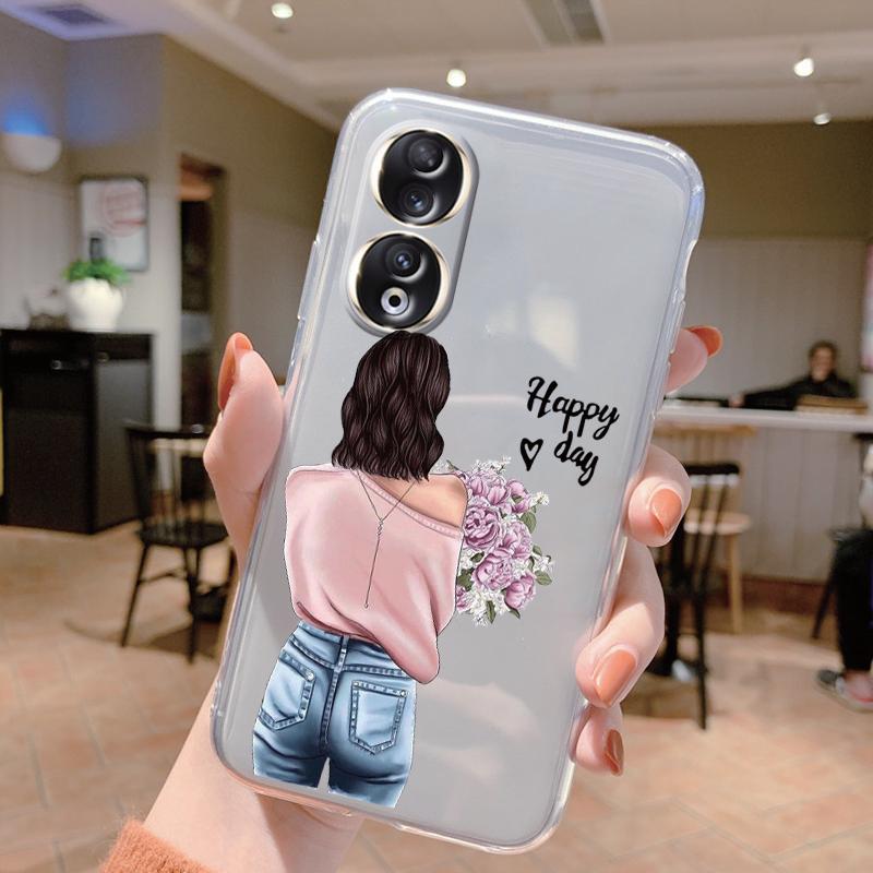 

For Honor 90 Smart 400 Lite Pro Case Flower Stylish Painted Cover Case Transparent Shockproof Phone Funda Bumper Shell Cartoon Honor 400 Pro