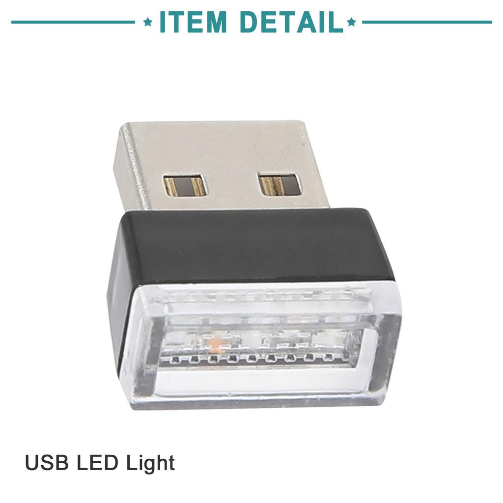 ACROPIX LED Light Atmospheric Environment Lamp Car Interior Accessories USB Pink Black Silver Tone 2pcs