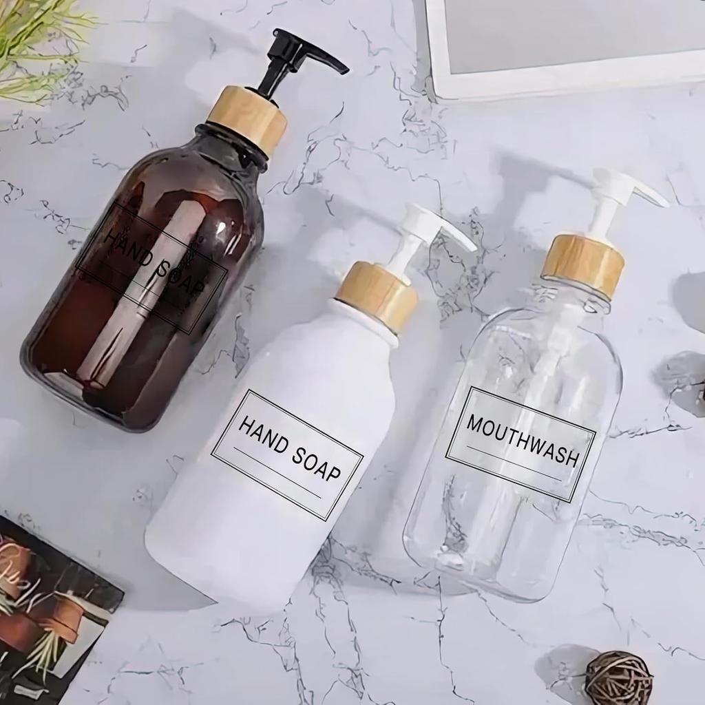 TESWEY 40 PCS Clear Hand Soap and Lotion Labels,Transparent Waterproof Shampoo Conditioner Labels Stickers,Preprinted Bathroom Labels for Soap