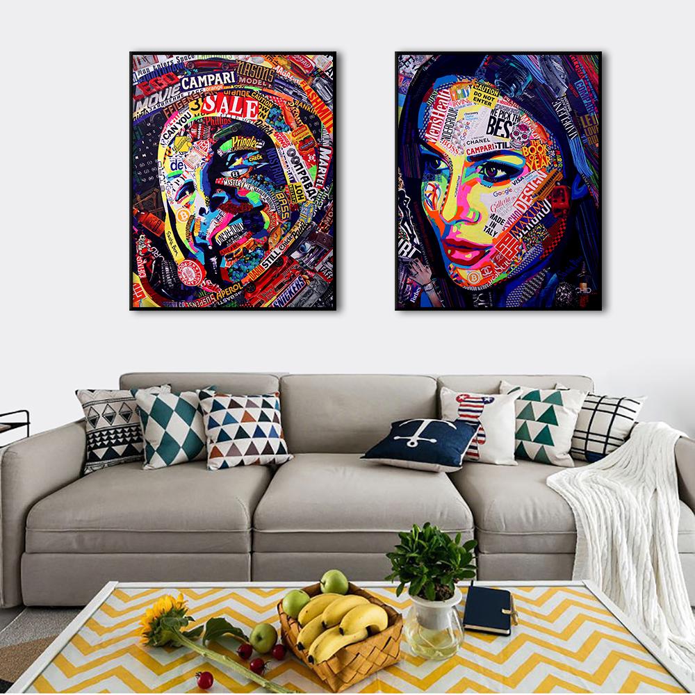 Old Magazine Collage Portrait Painting Print Canvas Poster Modern Abstract Wall Art Colorful Pictures For Living Room Home Decor