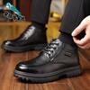 2025 Winter New Men's Leather Boots Men's High-top Platform Cotton Shoes with Velvet Thermal Leather Shoes