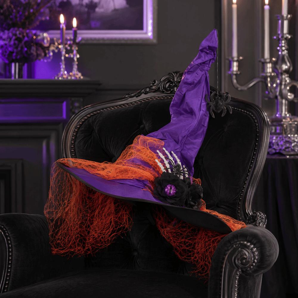 Eyeball Flower Witch Hat Spider Pendant Wizard Cap Cool Halloween Hat  Adult