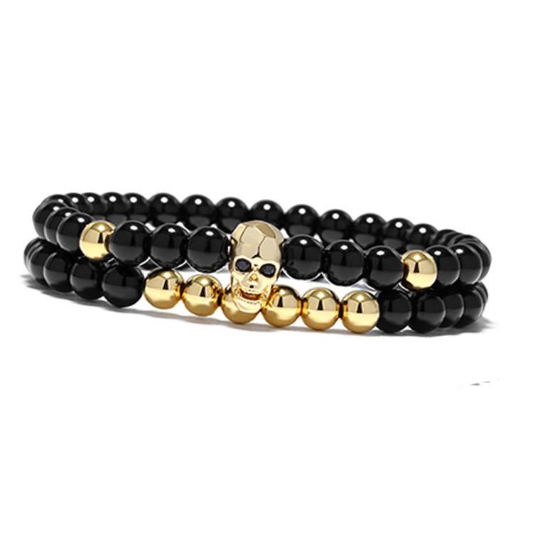 Geometric Skull Demon Bead Bracelet With Diamond Finish For Men And Women