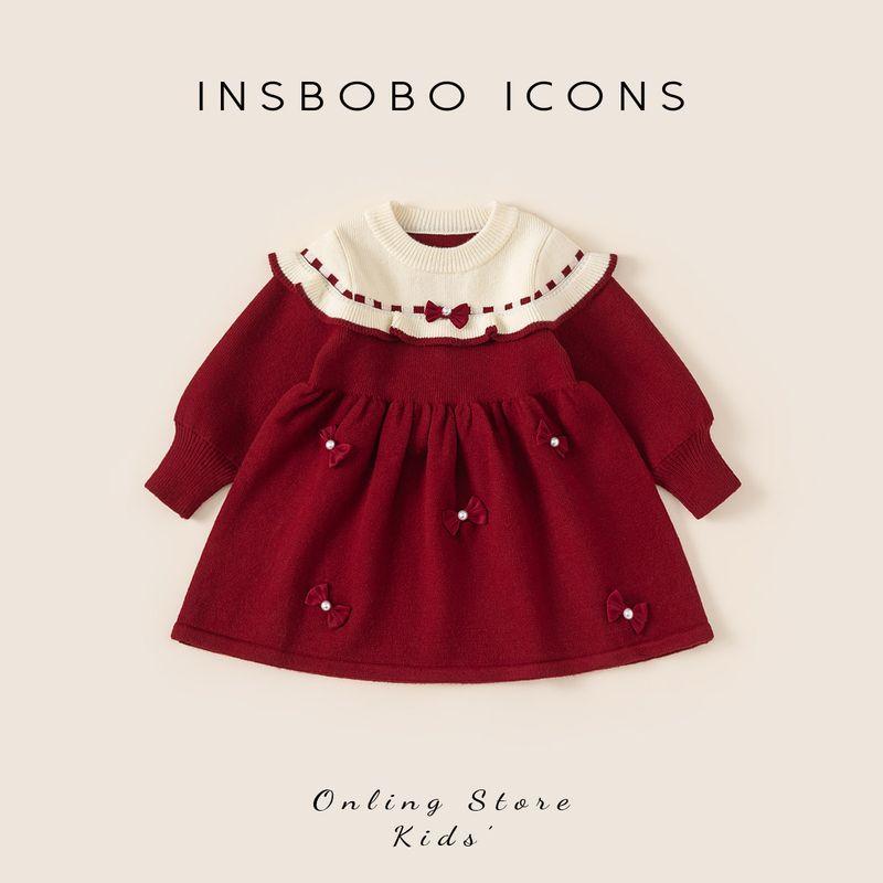 Insbobo One-Year-Old Girl s Dress, New Winter Baby New Year Clothes, Red Dress, New Year Dress, Trendy Red 100