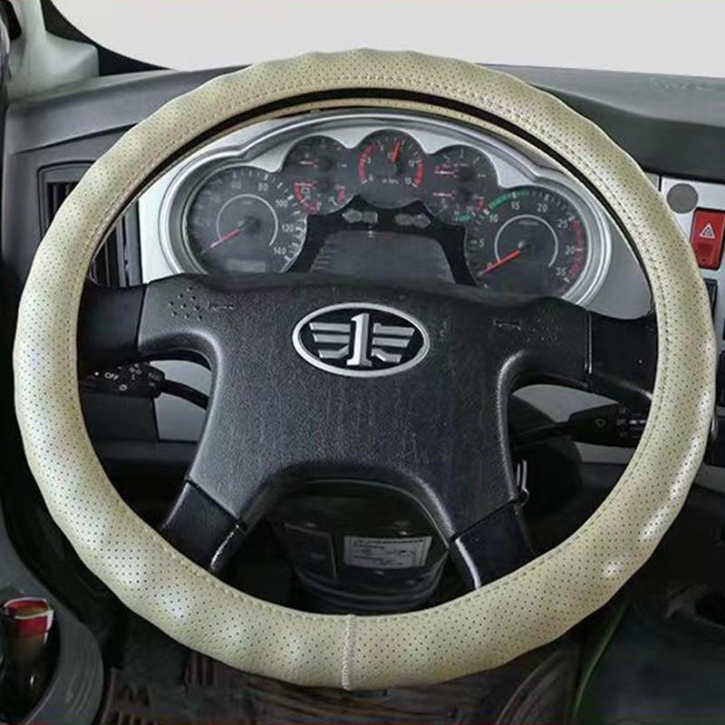 Genuine Leather Steering Wheel Cover Truck Bus Universal Fit 36-50cm Diameter All Season Sport Style