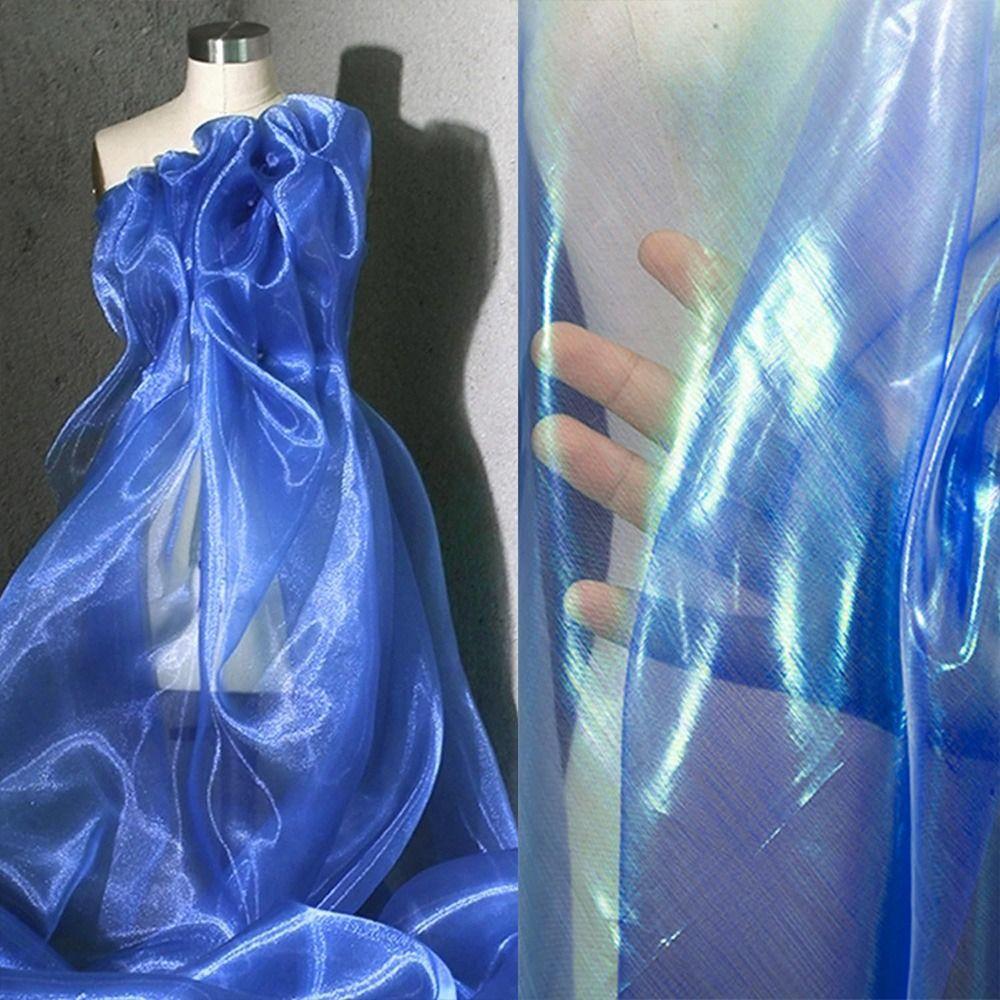 Shiny Laser Tulle Transparent Organza Dresses Fabric Handmade Materials Organza Fabrics  Stage