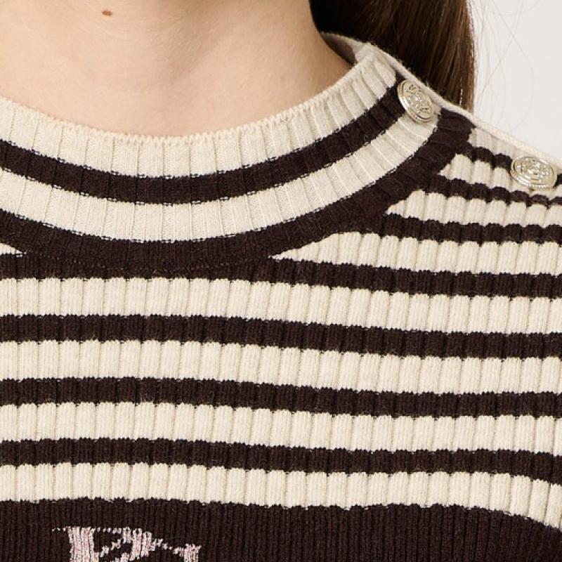 Bcbg Mock Neck Stripe Knit Top B3w9k305