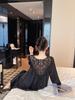 2026 Ice Silk Long Sleeve Nightgown for Women - Plus Size, Sexy French Style