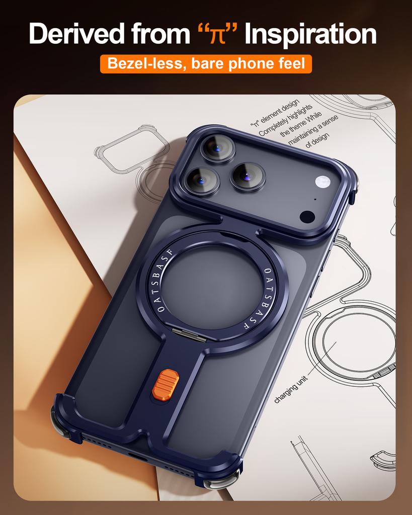 Pro iPhone 18 Pro Max 17 Pro Max Pouzdro pro MagSafe 360° Otočný Magnetický Stojan Hliníkový Bezrámový Kovový Nárazník Nárazuvzdorný Kryt