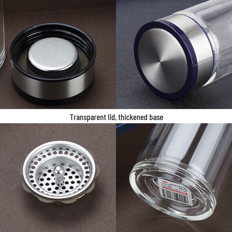 Heenoor Portable Double-Wall Glass Tea Infuser Bottle