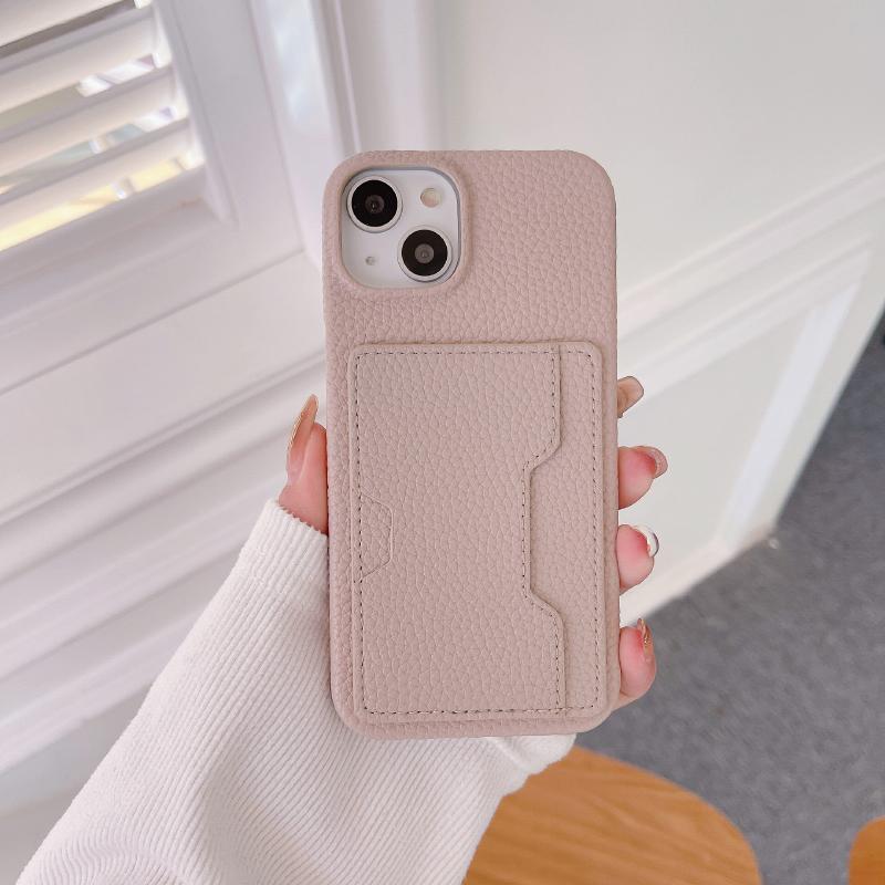 Luxury Solid Color Left Right Wallet Card Slot Hard PC Phone Case For iPhone 16 Pro Max E 14 11 12 13 15 Pro Max Mini Back Cover