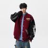 American High Street Stylish Men's Baseball Jacket: Autumn/Winter Color Block Embroidered Couple Design