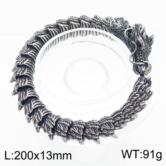 Vintage Animal Jewelry Dragon Body Chain Bracelet Men Solid Stainless Steel Men's Bracelets with Green Eyes Wrist Accessories